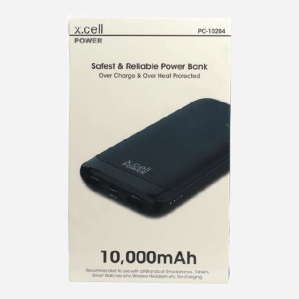 X.Cell 10000mAh Power Bank PC-10204 - Front View | X.Cell Power Bank Charging Devices | X.Cell Portable Charger with USB-C Port