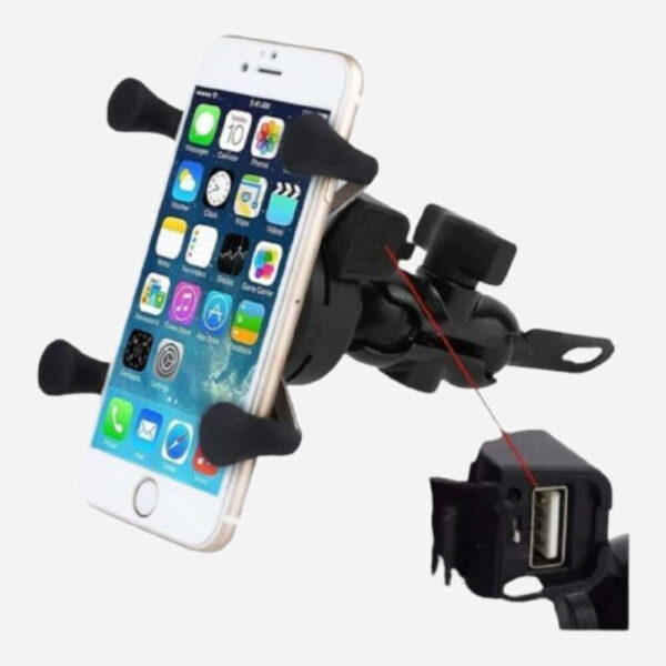 X-Grip Mobile Holder with Charger for Bike - Secure Smartphone Mount